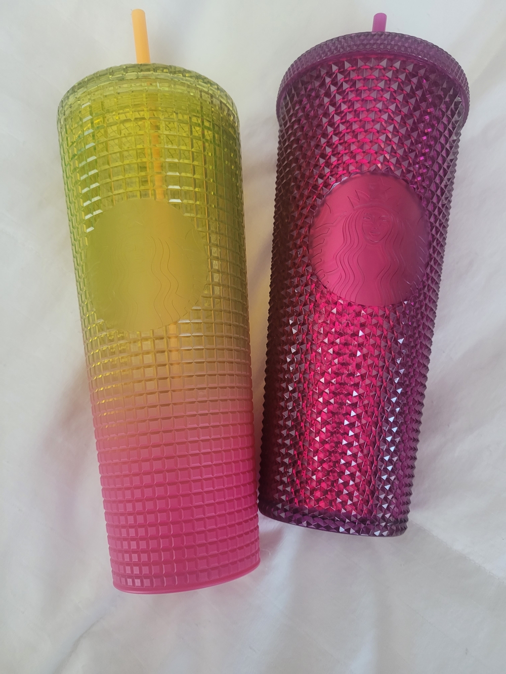 Starbucks Yellow-Pink Ombre & Magenta Studded Tumblers NWT